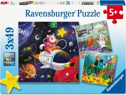 ravensburger puzzle poklici iz kraljestva domišljije, 3×49 koščkov
