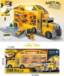 Kovček tovorno vozilo s 6 kovinskimi vozili s svetlobnimi in zvočnimi učinki