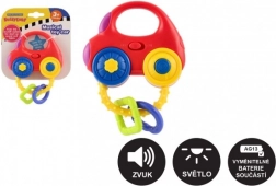 Ropotuljica v obliki avtomobilčka s svetlobo in zvokom, plastika, 10 × 11 cm, na baterije, 3m+