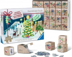 Adventni koledar sestavljanka RAVENSBURGER – Božič po vsem svetu, 24×54 koščkov