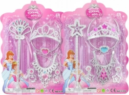 Princeskin komplet krona in žezlo z ogrlico in uhanoma