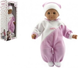 Punčka dojenček 50 cm z mehkim tekstilnim telesom, rožnobelo pajace