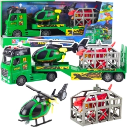 Rescue set with truck, helicopter and dinosaur with lights and sounds