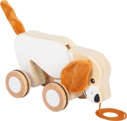Lesena vlečna igrača Kužek s šumečimi ušeski