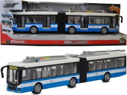 Zglobni trolejbus 1:16 modro‑bel