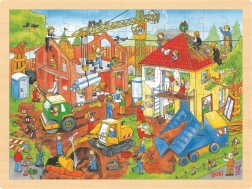 Goki lesene puzzle Na gradbišču 96 koščkov