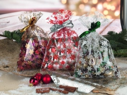 Celofanasta vrečka z motivom zvezd 25x40 cm prozorna