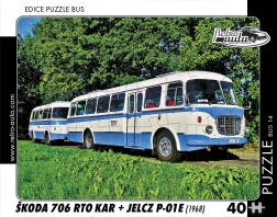 Sestavljanka Retro avtomobili Škoda 706 RTO Kar in Jelcz P‑01E 40 koščkov