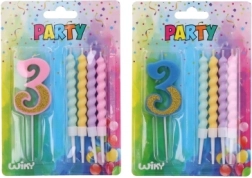 Party svečka številka 3 z dodatnimi svečkami