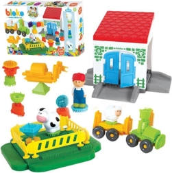 Mochtoys Kocke Pin Bricks Kmetija v škatli 100 kosov + 3 figurice