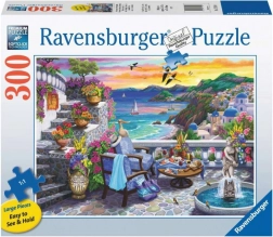 Puzzle Ravensburger Zahod sonce nad Santorini 300 kosov