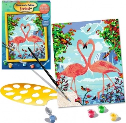 Slikanje po številkah - Zaljubljeni flamingi