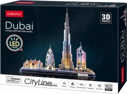 Svetleče 3D panoramske puzzle Dubaj CityLine od CUBICFUN, 182 kosov