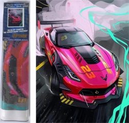 Diamantno slikanje Rožnat športni avto 30 × 40 cm