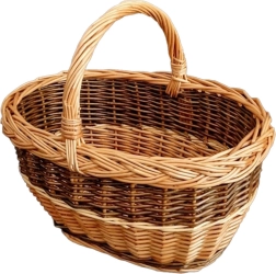 Ovalna pletena košara za gobe 38 × 30 × 36 cm, lakirana
