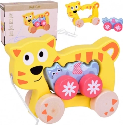 Lesena vlečna mucka 2v1 – družinica na kolescih