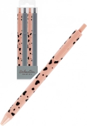 Set 4 krogličnih pisal siva in roza, 0,7 mm, črn črnilo