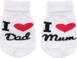Otroške bombažne nogavičke I Love Mum & Dad bele (vel. 62, 3–6 mesecev)