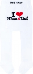 bombažne hlačne nogavice New Baby bele I Love Mum and Dad 68 (4–6 m)
