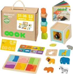 Montessori Play Box 7v1 lesena izobraževalna set za otroke 31–36 mesecev FSC