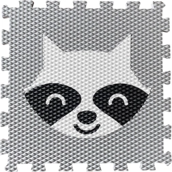 Pena podloga-puzzle za otroke z rakunom – svetlo siva