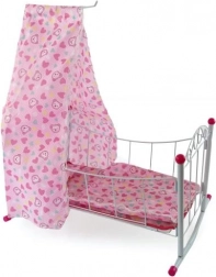 Kovinska zibelka za punčke z baldahinom 38 cm