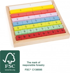 Small Foot izobraževalna tabla z ulomki iz barvnega lesa