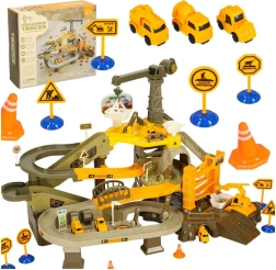 Večravninska avtomobilska steza s tematskim gradbenim motivom