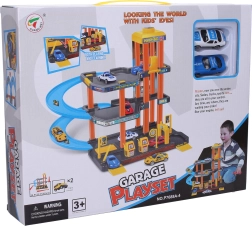 Plastična garaža z dvigalom in 2 avtomobiloma