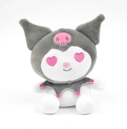 Plišasta igrača Kuromi 32 cm – siva z jagodo (kolekcija HELLO KITTY)