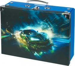 Zložljiv šolski kovček Dirkalni avto s kovinskimi elementi