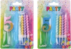 Svečka za zabavo številka 5 z dodatnimi svečkami
