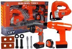Otroški komplet orodja z akumulatorskim vrtalnikom, vbodno žago in svetilko – 12 delov