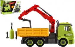 vijačni gradbeni avto z žerjavom, 31 cm, vztrajnik, luči in zvok