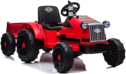 Rdeči električni traktor s prikolico