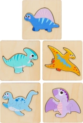 Lesena sestavljanka Puzzle Dinosavri 11 x 11 cm