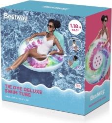 Bestway Tie Dye Inflatable Lounge Ring with Backrest 118 × 117 cm
