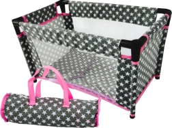 Posteljica za punčke z zvezdicami Alice sivo‑rožnata
