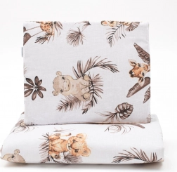 Obojestranski komplet za voziček iz bombaža in žameta NEW BABY Safari