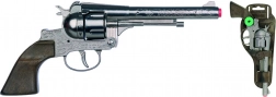 Kavbojski srebrn kovinski revolver – 12 strelov