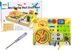 Lesena senzorična manipulativna tabla avto z LED lučmi