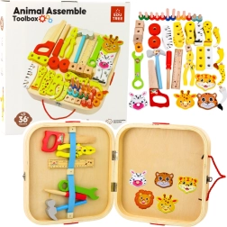 Leseni komplet za male mojstre - živali za sestavljanje v kovčku