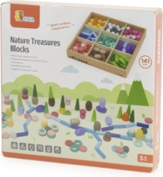 Viga Montessori izobraževalne lesene kocke Naravni zakladi, 141 delov