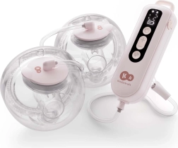 Kinderkraft gentleflow dvojna prostoročna (hands-free) električna prsna črpalka roza