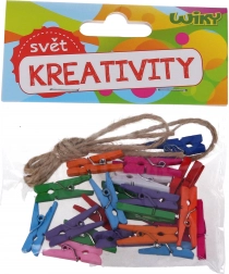 Barvni mini ščipalke 2,5 cm z vrvico, 25 kos