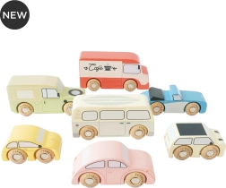 Komplet lesenih avtomobilčkov Vintage Le Toy Van
