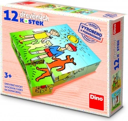 Lesene kocke Kužek in mucka – 12 kock