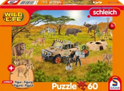 Schmidt puzzle Schleich v savani 60 koščkov + figurica SCHLEICH