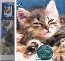 Diamantno slikanje – mucek s klobčičem 30 × 40 cm