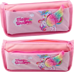 Šolski peresnik Samorog z bleščičnim 3D krilom rožnat